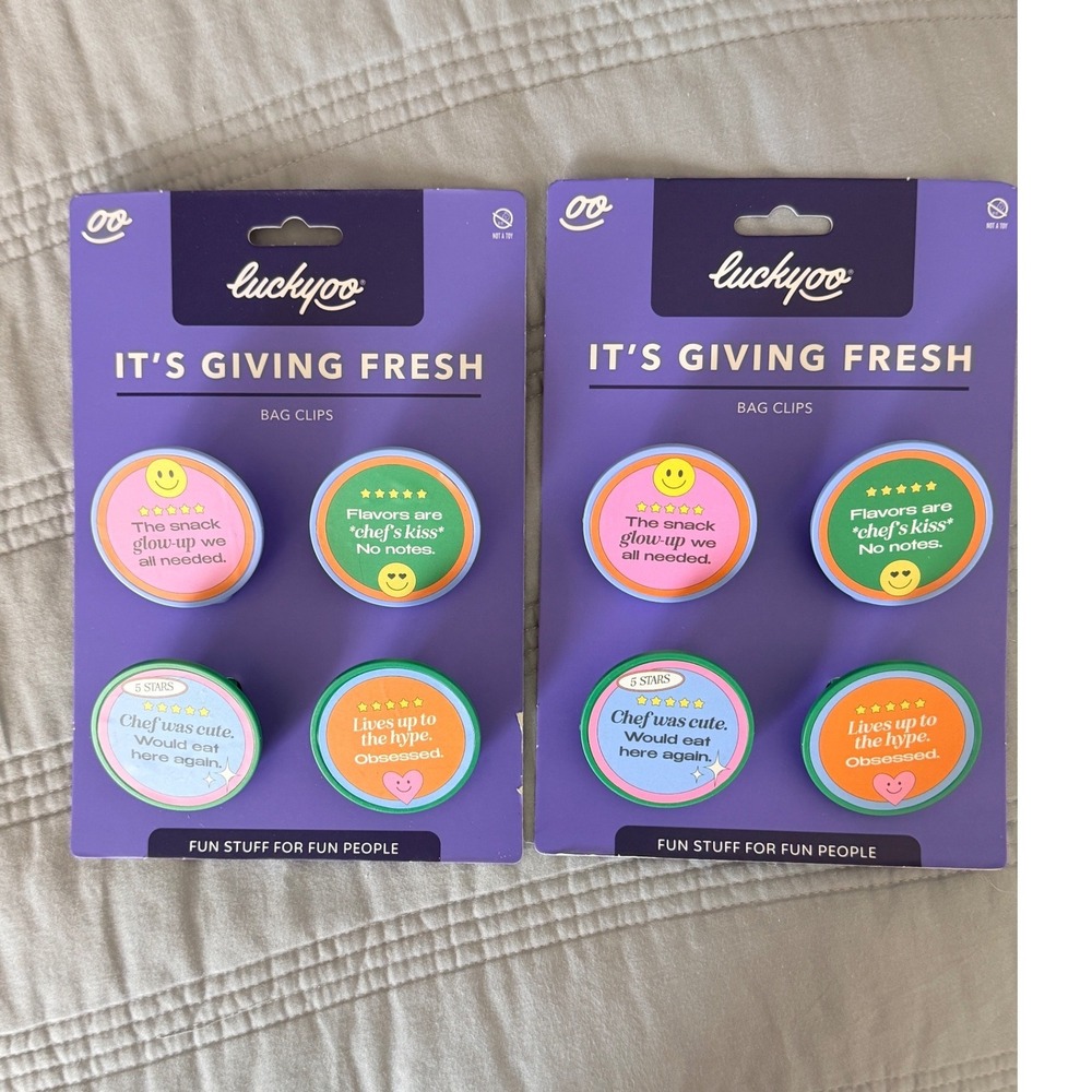 Luckyoo Its Giving Fresh Bag Clips 2 Pack Set‎ 4 Count Each Multicolored 5331180